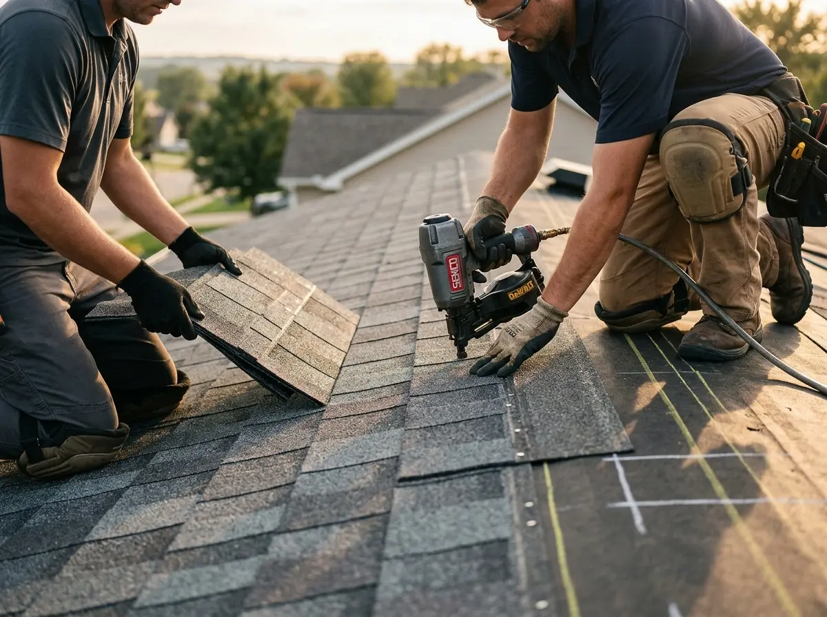 Professional roofer working on a residential roof in Southampton